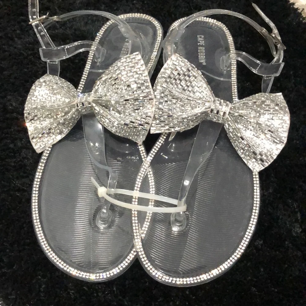 Bling Bow Sandals - Picture 1 of 5